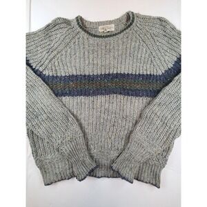 Vintage Gap Clothing Co Gray Chunky Knit Sweater Women Medium Wool Blend Striped